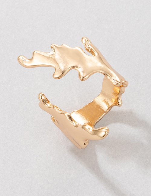 Fashion Gold Irregular Leaf Open Ring