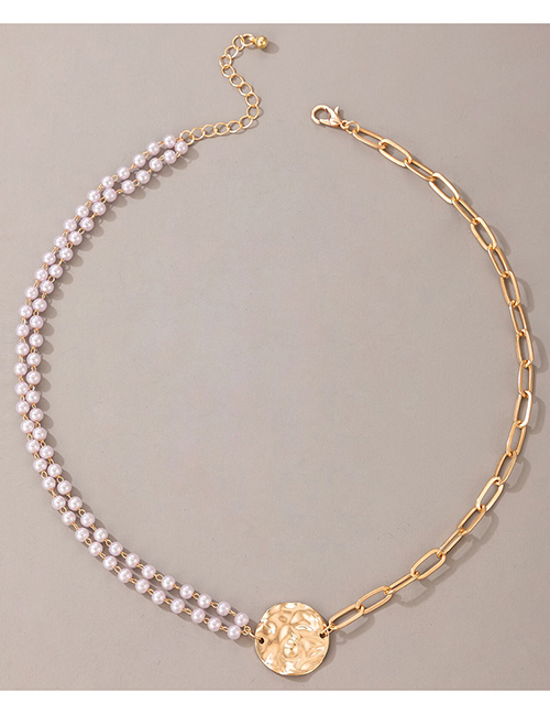 Fashion Gold Alloy Pearl Chain Splicing Necklace