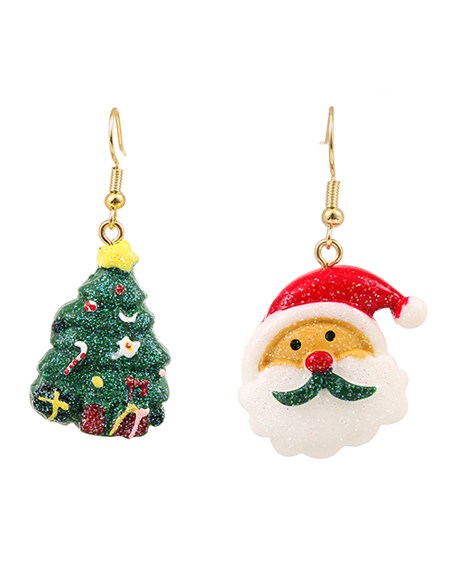 Fashion Christmas Tree Alloy Santa Christmas Tree Asymmetrical Earrings