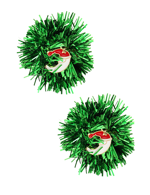 Fashion Moon Alloy Drop Oil Green Ribbon Christmas Asymmetrical Earrings