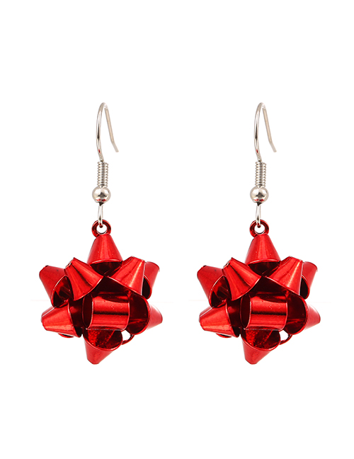Fashion Red Alloy Geometric Folding Earrings