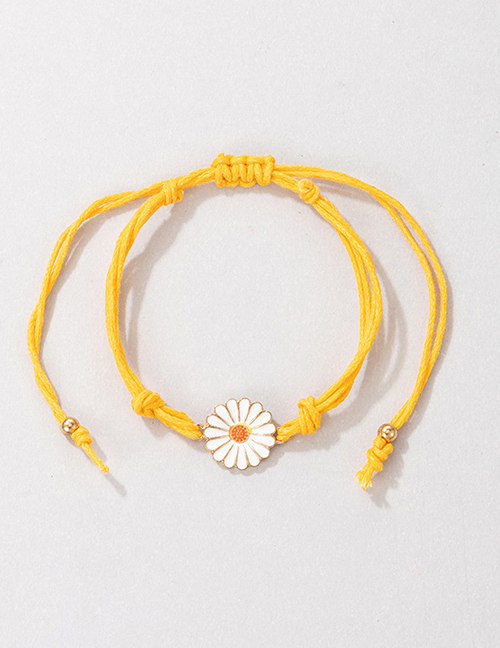 Fashion Yellow Alloy Dripping Flower Braided Bracelet