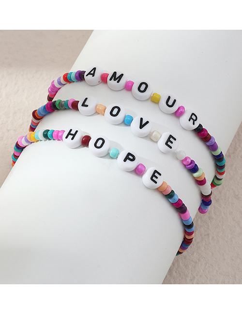 Fashion Color Mixing Letter Rice Beads Beaded Bracelet Set