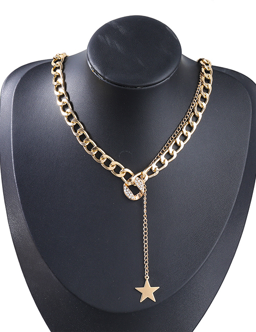 Fashion Gold Color Alloy Chain Five-pointed Star Y-shaped Necklace