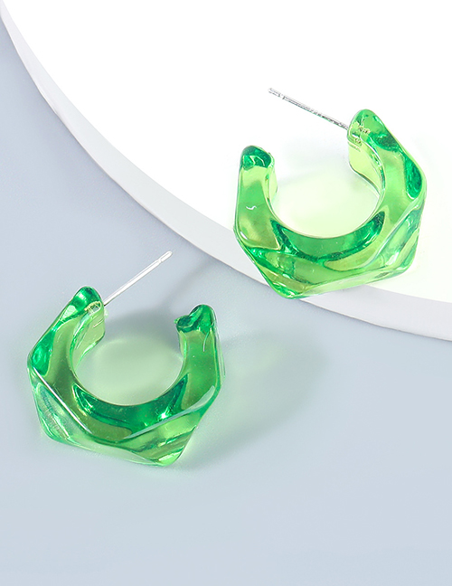 Fashion Green Alloy Resin C-shaped Earrings