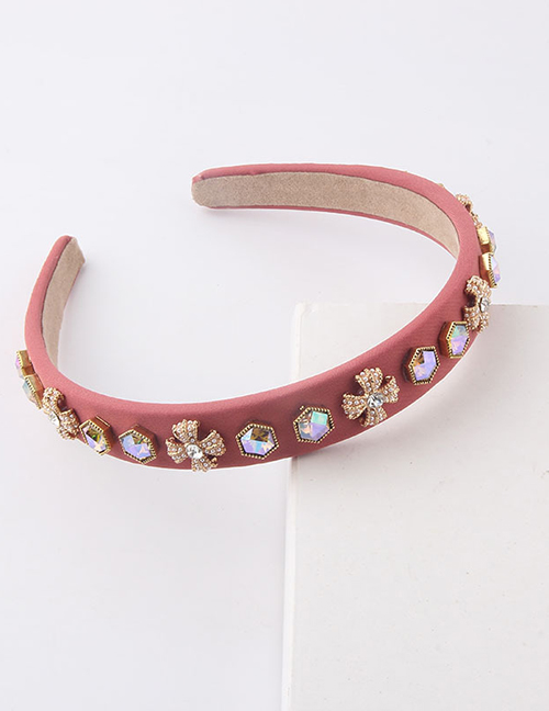 Fashion A Sponge Diamond Pearl Four-leaf Flower Headband