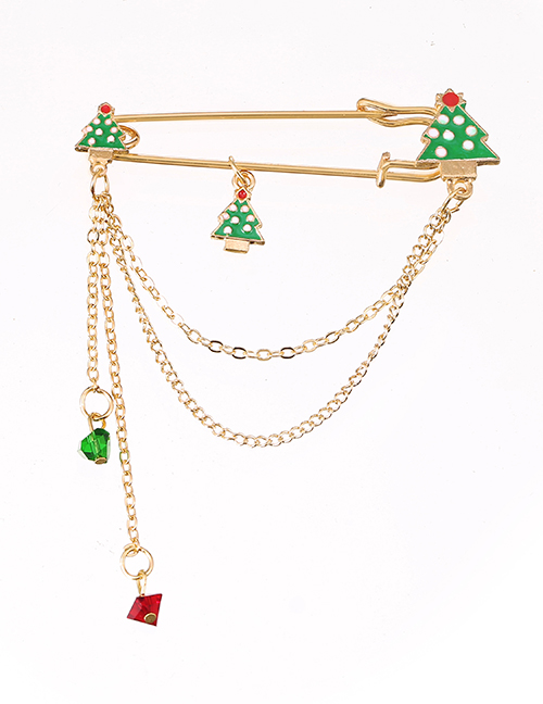 Fashion Christmas Tree Alloy Christmas Tassel Brooch
