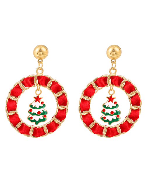 Fashion Christmas Tree Christmas Fabric Chain Braided Bell Snowman Earrings