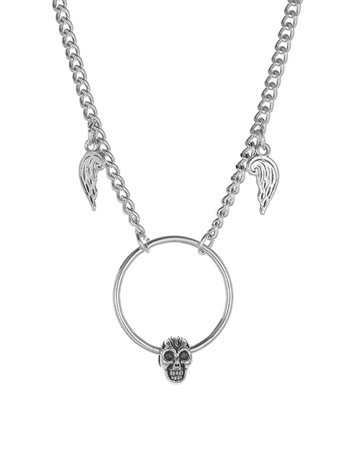 Fashion Silver Color Alloy Skull Ring Necklace