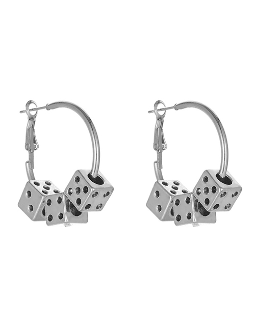 Fashion Silver Color Alloy Dice Hollow Earrings