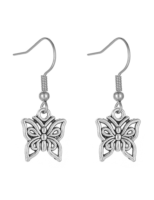 Fashion Silver Color Alloy Hollow Pattern Butterfly Earrings