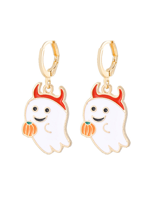 Fashion Cute Ghost Alloy Dripping Crescent Moon Pumpkin Cat Earrings