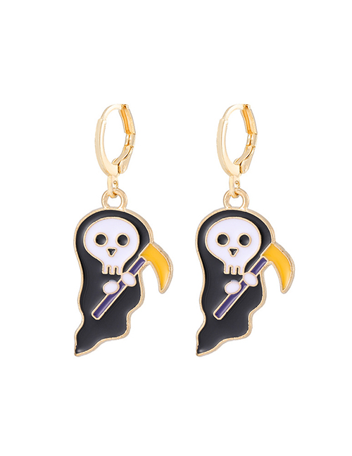 Fashion Grim Reaper Alloy Dripping Crescent Moon Pumpkin Cat Earrings