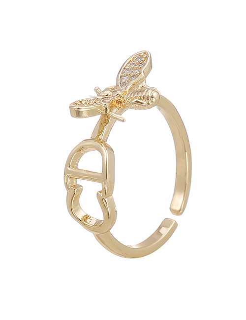 Fashion Gold Color Copper  Alphabet Bee Ring