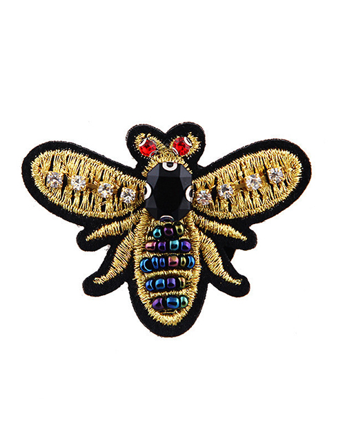 Fashion Bee Embroidered Bee Brooch Beaded Cloth Sticker