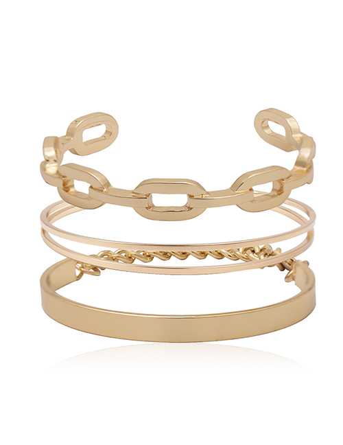 Fashion Gold Color Metal Geometric Chain Set Bracelet