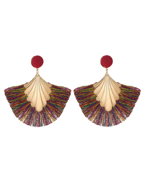 Fashion Mixed Colors Alloy Fan-shaped Tassel Earrings