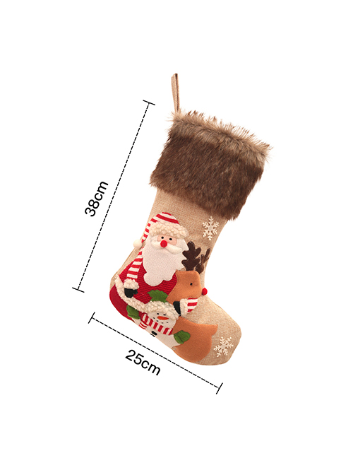 Fashion Santa Socks Christmas Plush Embroidered Old Man Snowman Christmas Stocking