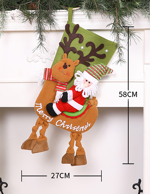 Fashion -christmas Stockings For The Old Man Riding A Deer Christmas Riding Deer Elderly Snowman Christmas Stocking