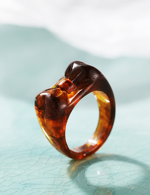 Fashion Coffee Color Resin Butterfly Ring