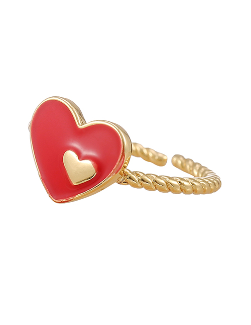 Fashion Red Copper Drop Oil Love Heart Ring