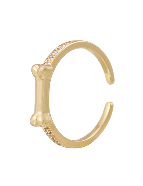 Fashion Gold Color Copper Inlaid Zircon Bone Ring