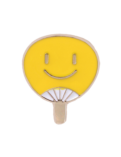 Fashion Smiley Alloy Flower Smiling Face Chinese Character Fan Brooch