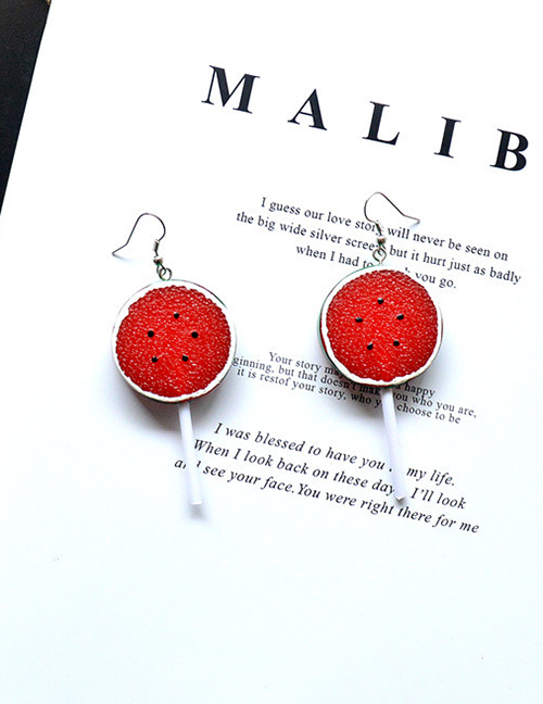 Fashion Red Resin Fruit Lollipop Earrings