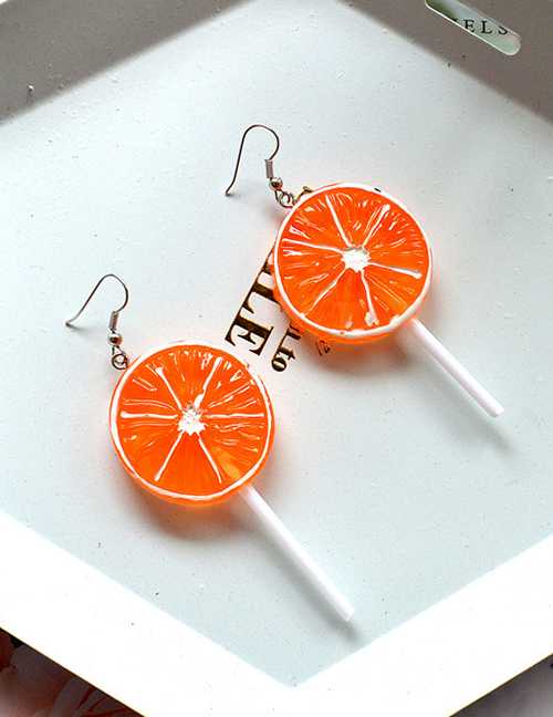 Fashion Orange Resin Fruit Lollipop Earrings