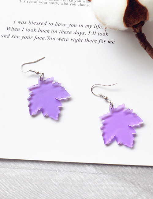 Fashion Purple Acrylic Maple Leaf Earrings
