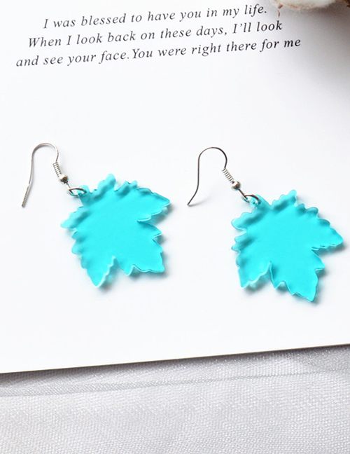Fashion Blue Acrylic Maple Leaf Earrings