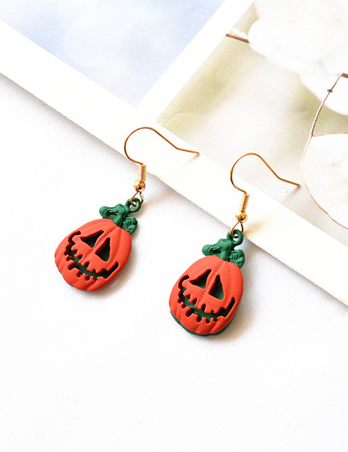 Fashion Pumpkin Head Halloween Dripping Oil Skull Pumpkin Ghost Bell Earrings