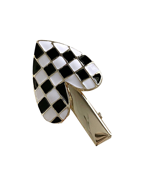 Fashion Black And White-short Duckbill Clip Checkerboard Love Hairpin