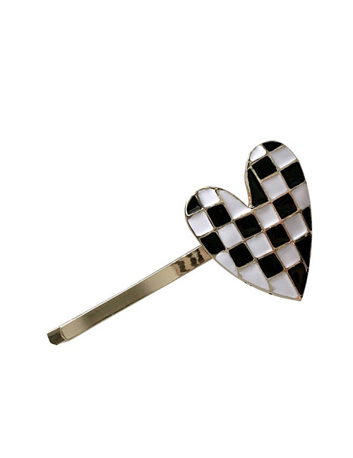 Fashion Black And White-word Folder Checkerboard Love Hairpin