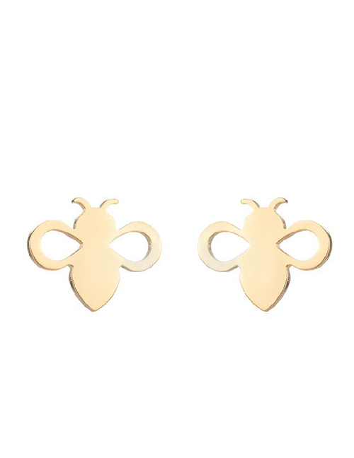 Fashion Gold Coloren-2 Stainless Steel Hollow Bee Earrings