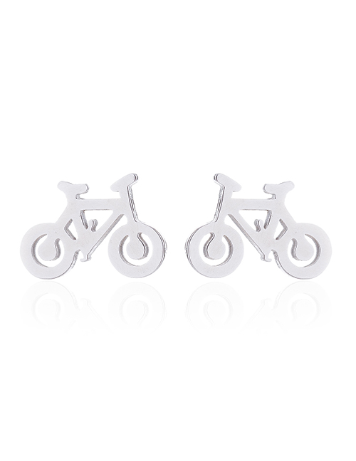 Fashion Steel Color Stainless Steel Bicycle Earrings