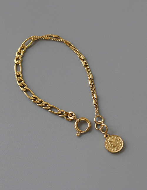 Fashion Gold Color Titanium Steel Round Brand Portrait Chain Bracelet