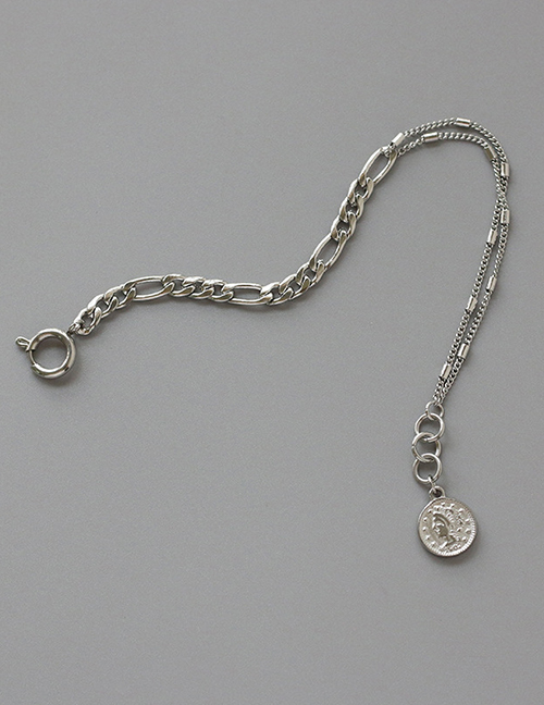 Fashion Silver Color Titanium Steel Round Brand Portrait Chain Bracelet