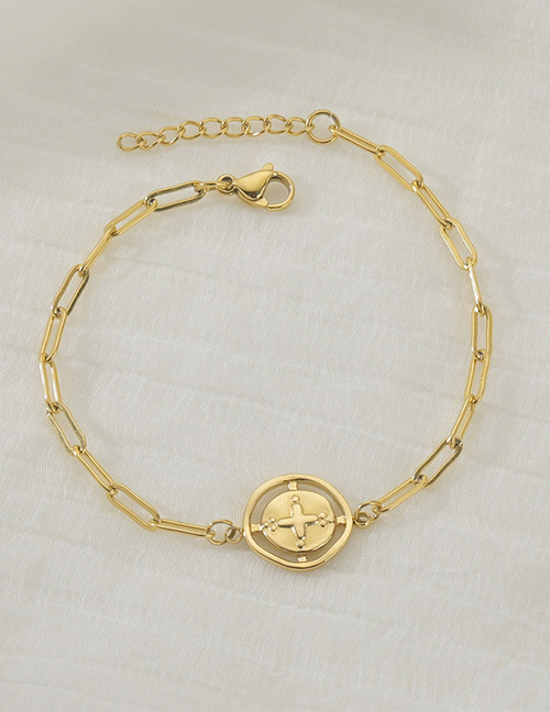 Fashion Gold Color Stainless Steel Splicing Chain Round Bracelet