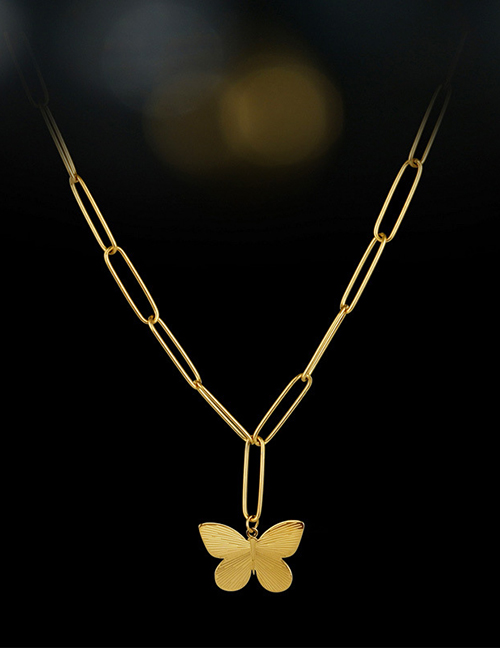 Fashion Butterfly Titanium Steel Butterfly Cross Medallion Necklace