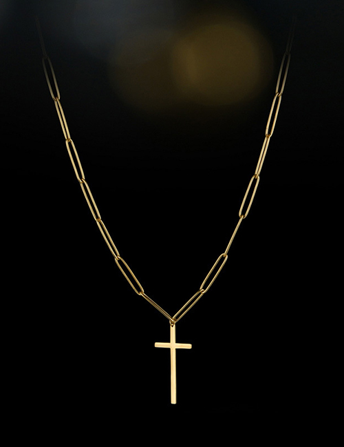Fashion Big Cross Titanium Steel Butterfly Cross Medallion Necklace