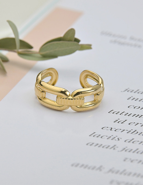 Fashion Gold Color Stainless Steel Vertical Pattern Open Ring