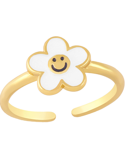 Fashion White Smiley Flower Ring