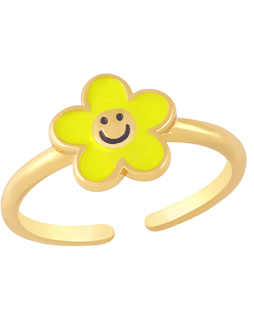 Fashion Yellow Smiley Flower Ring