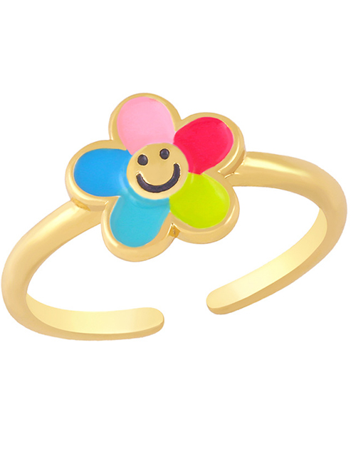Fashion Color Smiley Flower Ring