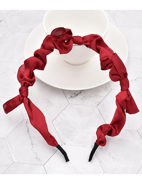 Fashion Red Knotted Pleated Headband