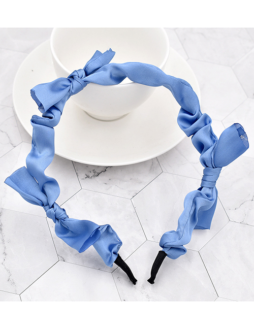 Fashion Blue Knotted Pleated Headband