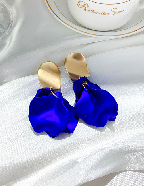 Fashion Royal Blue Short Acrylic Petal Earrings