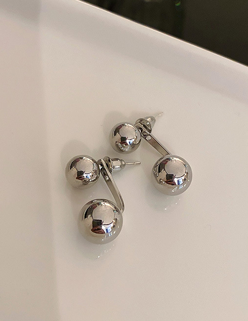 Fashion Silver Alloy Ball Stud Earrings