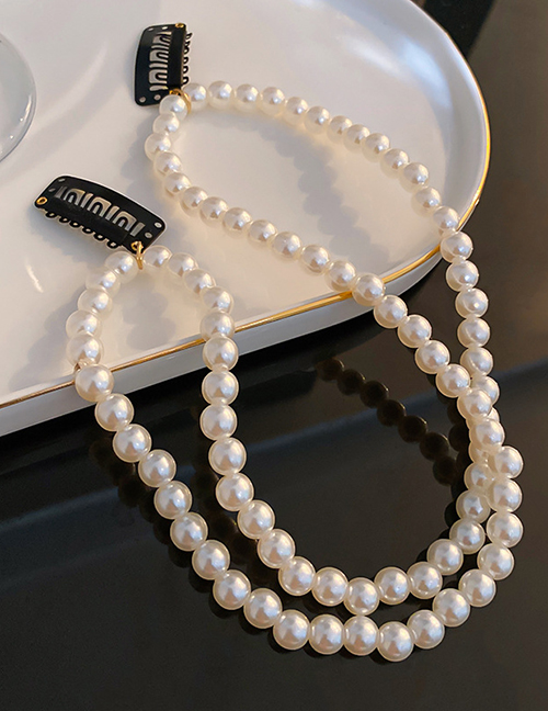 Fashion White Pearl Beaded Hair Accessory Chain